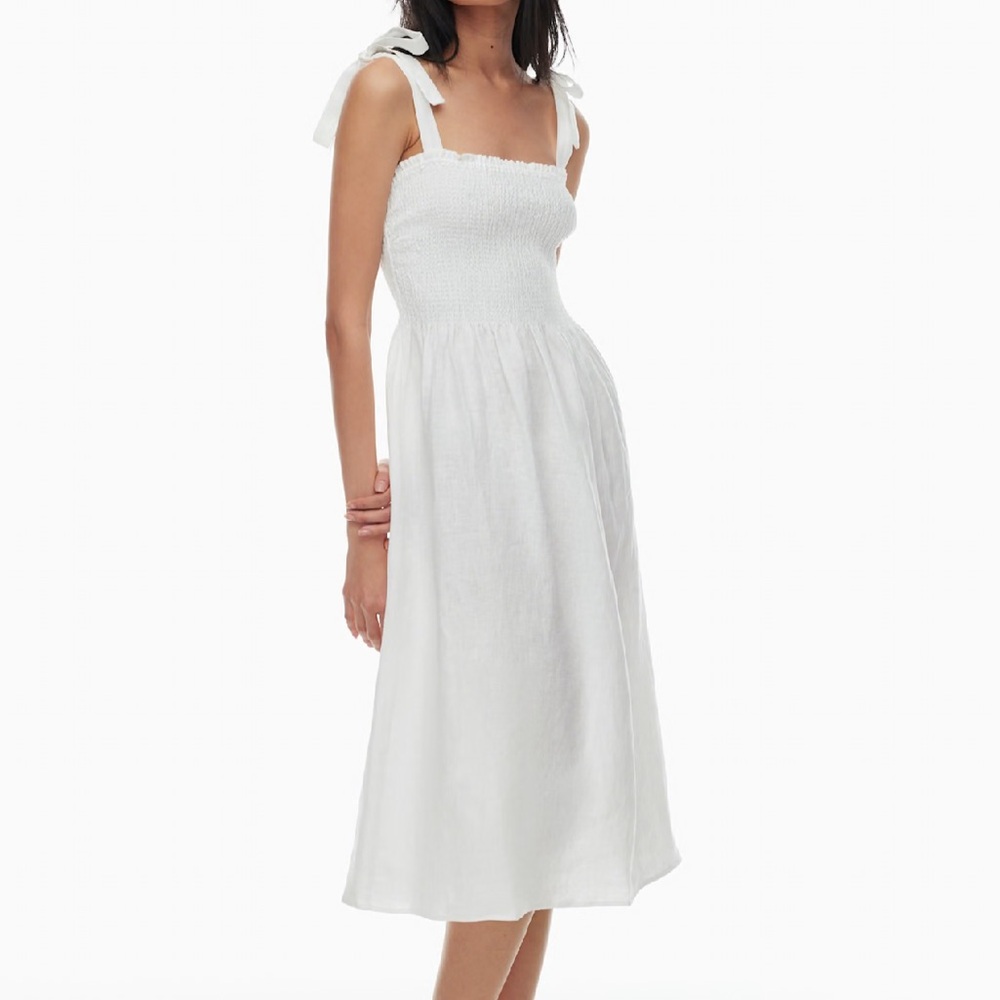 Aritzia Wilfred Golden Hour Linen Dress in White Size Medium